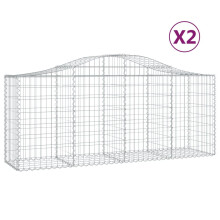 (200 x 50 x 80/100 cm/ 2 pcs) vidaXL Arched Gabion Basket Stone Basket Gabion Retaining Wall Galvanised Iron