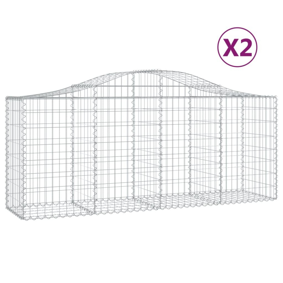 Vidaxl (200 X 50 X 80/100 Cm/ 2 Pcs) Arched Gabion Basket Stone Basket Gabion Retaining Wall Galvanised Iron