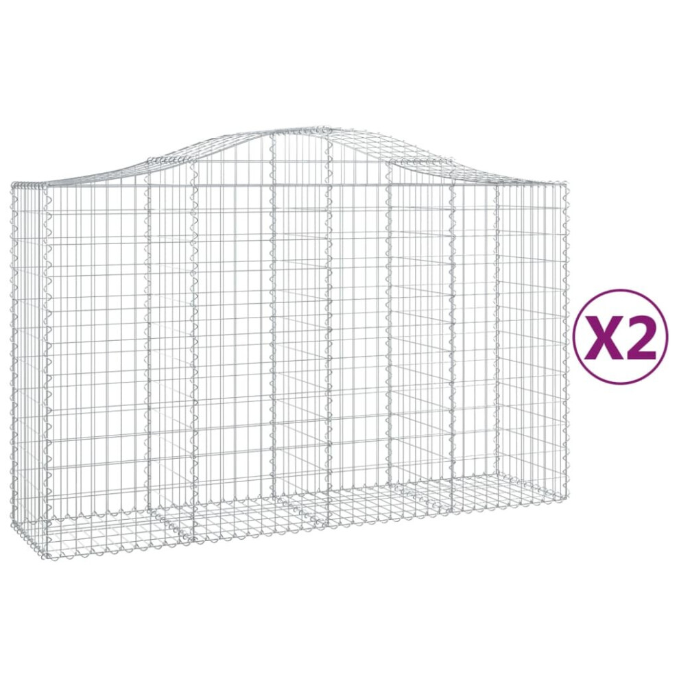 Vidaxl (200 X 50 X 120/140 Cm/ 2 Pcs) Arched Gabion Basket Stone Basket Gabion Retaining Wall Galvanised Iron