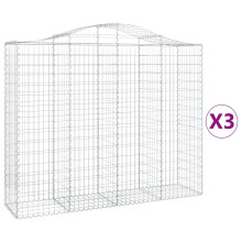 (200 x 50 x 160/180 cm/ 3 pcs) vidaXL Arched Gabion Basket Stone Basket Gabion Retaining Wall Galvanised Iron