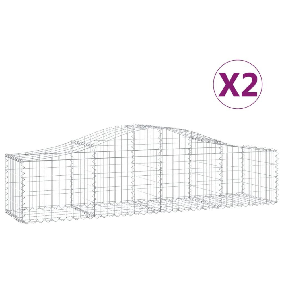 (200 x 50 x 40/60 cm/ 2 pcs) vidaXL Arched Gabion Basket Stone Basket Gabion Retaining Wall Galvanised Iron