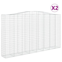 (400 x 50 x 220/240 cm/ 2 pcs) vidaXL Arched Gabion Basket Stone Basket Gabion Retaining Wall Galvanised Iron