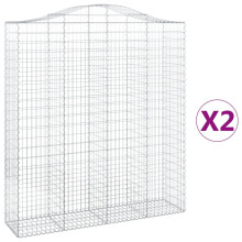 (200 x 50 x 220/240 cm/ 2 pcs) vidaXL Arched Gabion Basket Stone Basket Gabion Retaining Wall Galvanised Iron