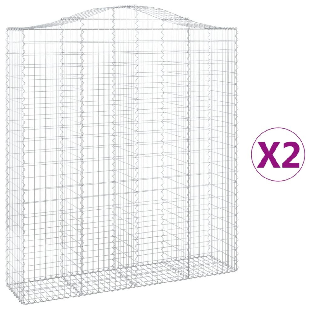 Vidaxl (200 X 50 X 220/240 Cm/ 2 Pcs) Arched Gabion Basket Stone Basket Gabion Retaining Wall Galvanised Iron