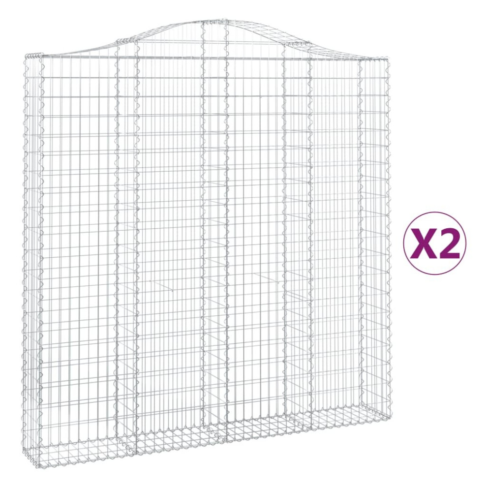 Vidaxl (200 X 30 X 200/220 Cm/ 2 Pcs) Arched Gabion Basket Stone Basket Gabion Retaining Wall Galvanised Iron