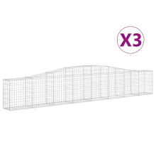 (400 x 30 x 60/80 cm/ 3 pcs) vidaXL Arched Gabion Basket Stone Basket Gabion Retaining Wall Galvanised Iron