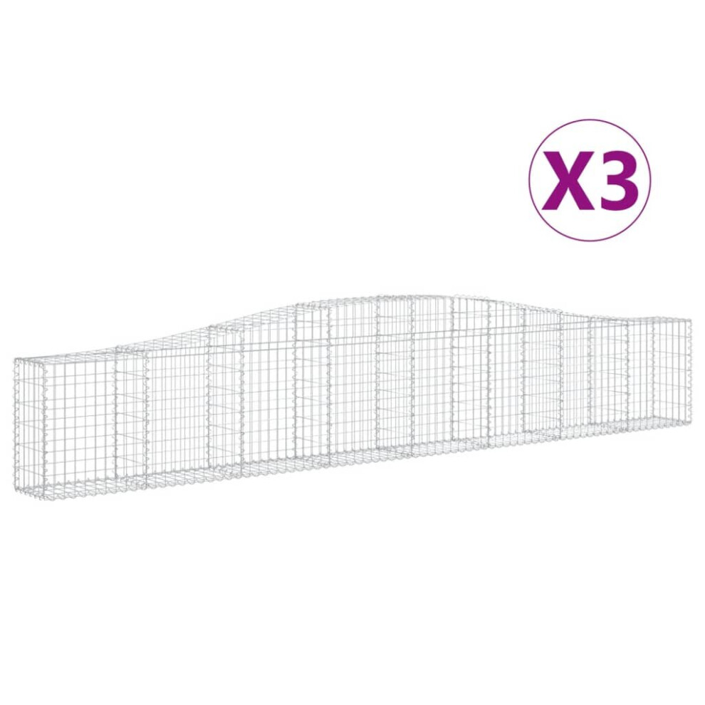 Vidaxl (400 X 30 X 60/80 Cm/ 3 Pcs) Arched Gabion Basket Stone Basket Gabion Retaining Wall Galvanised Iron