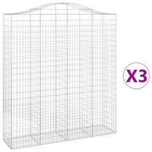 (200 x 50 x 220/240 cm/ 3 pcs) vidaXL Arched Gabion Basket Stone Basket Gabion Retaining Wall Galvanised Iron