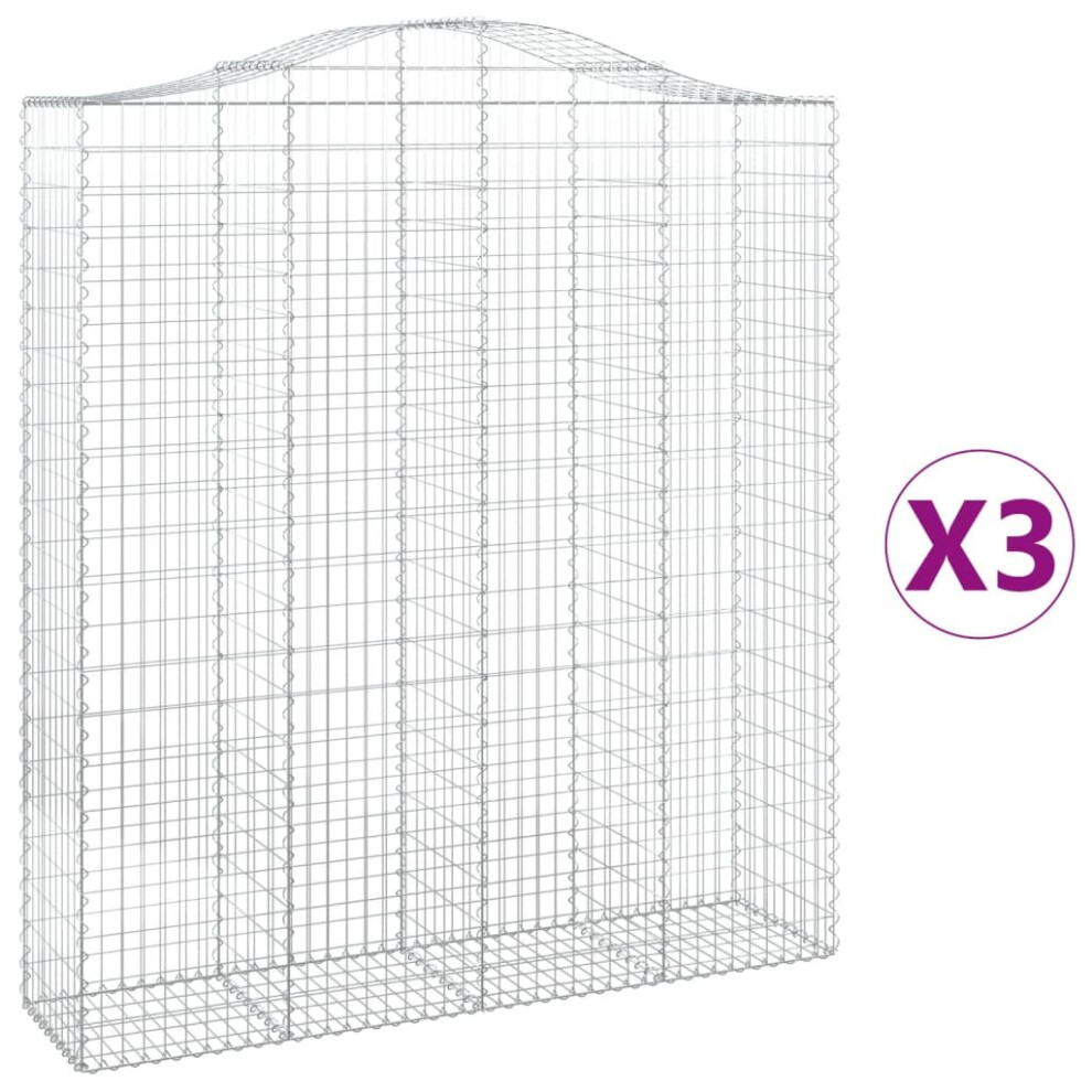 Vidaxl (200 X 50 X 220/240 Cm/ 3 Pcs) Arched Gabion Basket Stone Basket Gabion Retaining Wall Galvanised Iron
