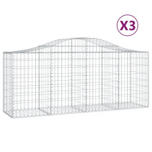 (200 x 50 x 80/100 cm/ 3 pcs) vidaXL Arched Gabion Basket Stone Basket Gabion Retaining Wall Galvanised Iron