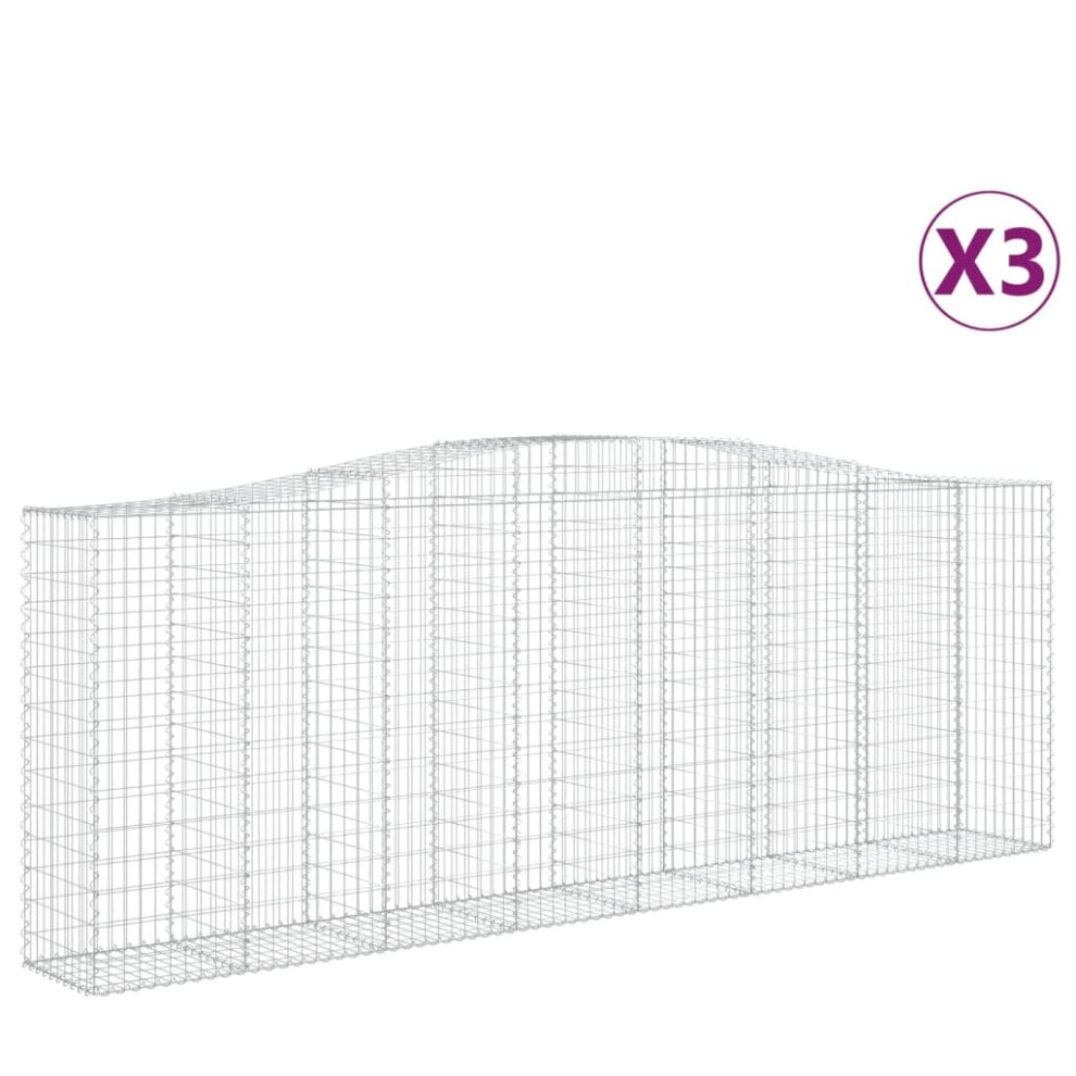 Vidaxl (400 X 50 X 140/160 Cm/ 3 Pcs) Arched Gabion Basket Stone Basket Gabion Retaining Wall Galvanised Iron
