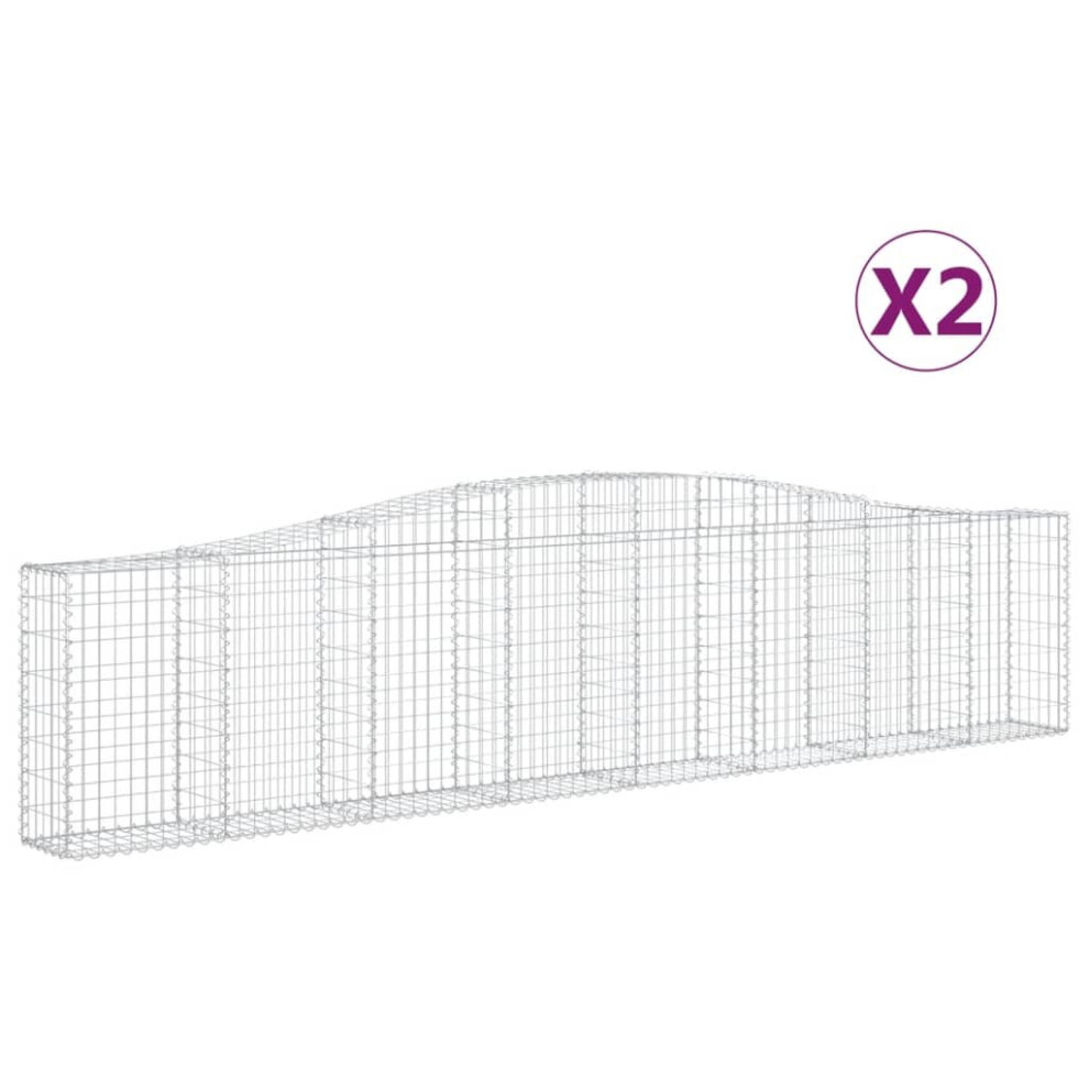 Vidaxl (400 X 30 X 80/100 Cm/ 2 Pcs) Arched Gabion Basket Stone Basket Gabion Retaining Wall Galvanised Iron