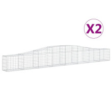 (400 x 30 x 40/60 cm/ 2 pcs) vidaXL Arched Gabion Basket Stone Basket Gabion Retaining Wall Galvanised Iron
