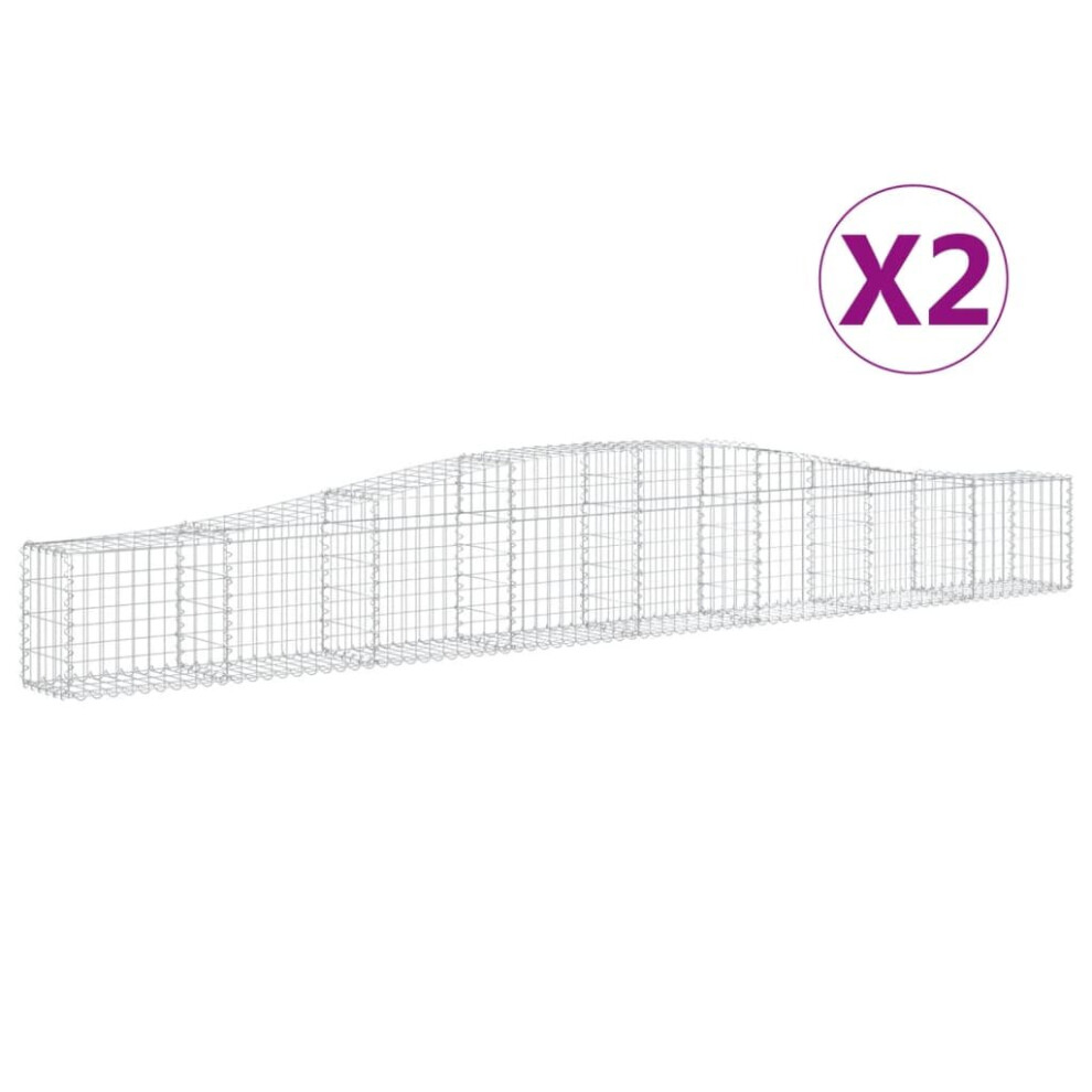Vidaxl (400 X 30 X 40/60 Cm/ 2 Pcs) Arched Gabion Basket Stone Basket Gabion Retaining Wall Galvanised Iron