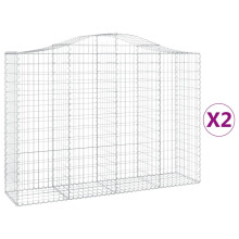 (200 x 50 x 140/160 cm/ 2 pcs) vidaXL Arched Gabion Basket Stone Basket Gabion Retaining Wall Galvanised Iron
