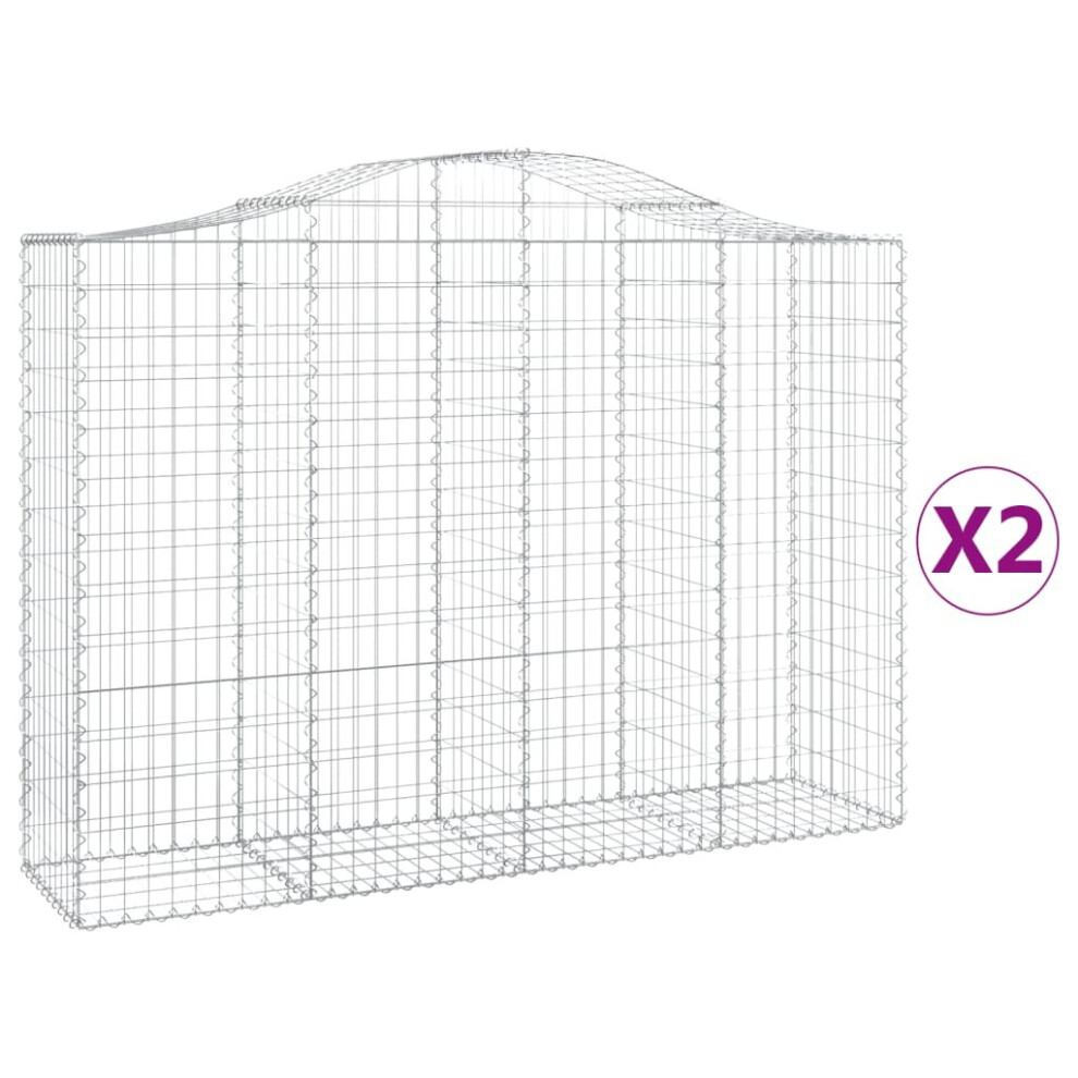 Vidaxl (200 X 50 X 140/160 Cm/ 2 Pcs) Arched Gabion Basket Stone Basket Gabion Retaining Wall Galvanised Iron