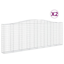 (400 x 30 x 140/160 cm/ 2 pcs) vidaXL Arched Gabion Basket Stone Basket Gabion Retaining Wall Galvanised Iron