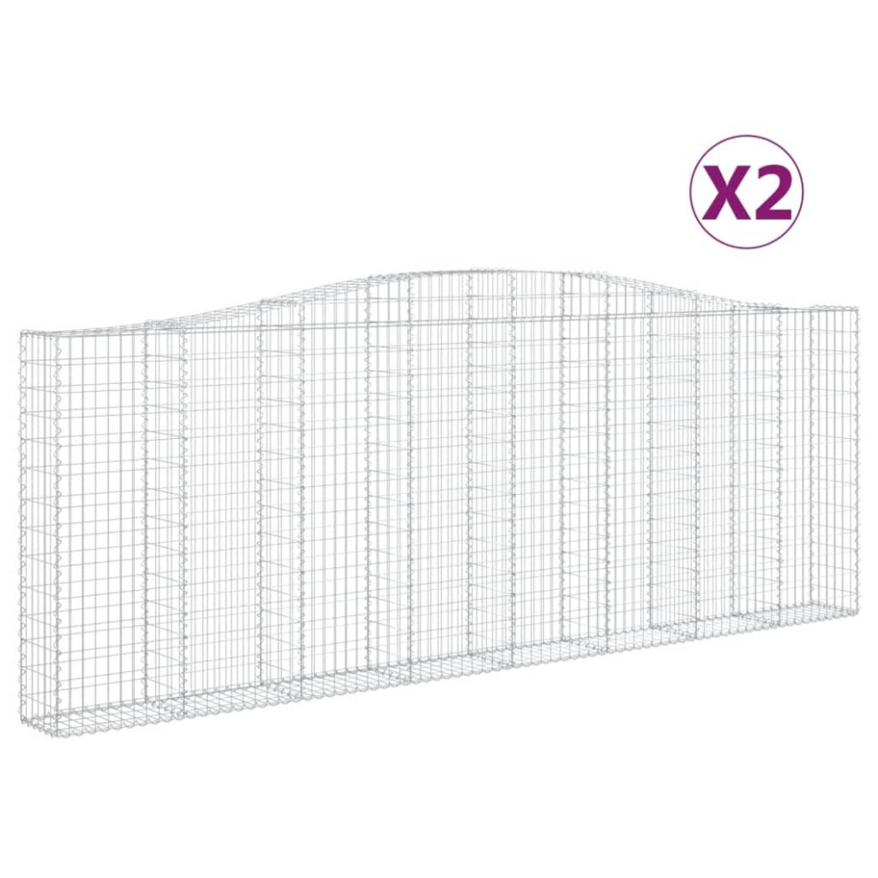 Vidaxl (400 X 30 X 140/160 Cm/ 2 Pcs) Arched Gabion Basket Stone Basket Gabion Retaining Wall Galvanised Iron