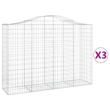 (200 x 50 x 140/160 cm/ 3 pcs) vidaXL Arched Gabion Basket Stone Basket Gabion Retaining Wall Galvanised Iron