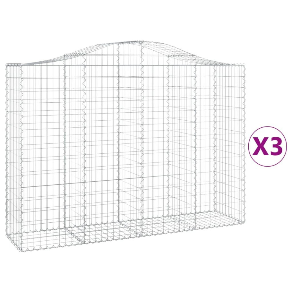 Vidaxl (200 X 50 X 140/160 Cm/ 3 Pcs) Arched Gabion Basket Stone Basket Gabion Retaining Wall Galvanised Iron