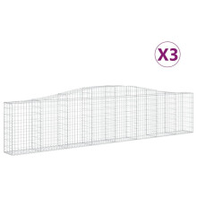 (400 x 30 x 80/100 cm/ 3 pcs) vidaXL Arched Gabion Basket Stone Basket Gabion Retaining Wall Galvanised Iron