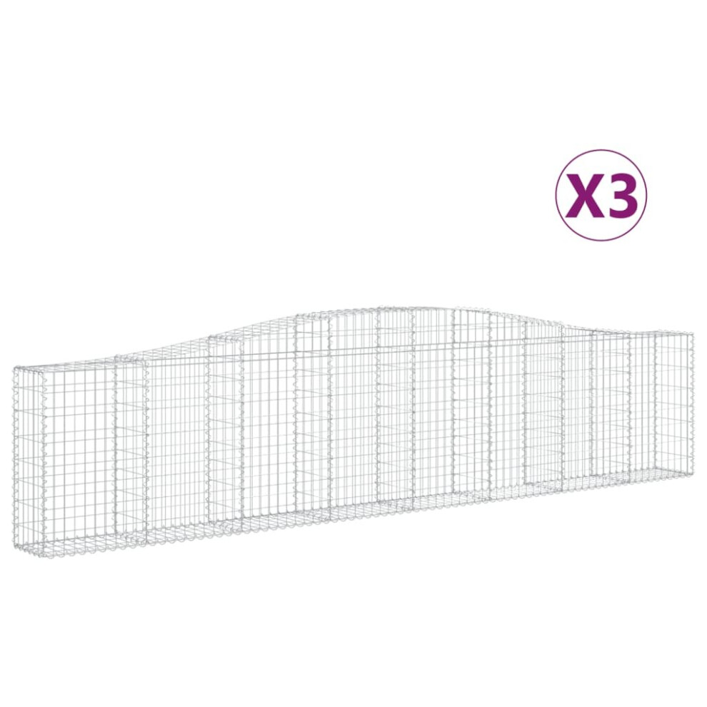 Vidaxl (400 X 30 X 80/100 Cm/ 3 Pcs) Arched Gabion Basket Stone Basket Gabion Retaining Wall Galvanised Iron