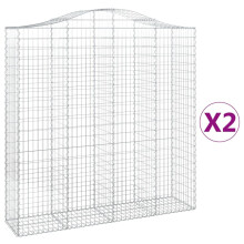 (200 x 50 x 200/220 cm/ 2 pcs) vidaXL Arched Gabion Basket Stone Basket Gabion Retaining Wall Galvanised Iron