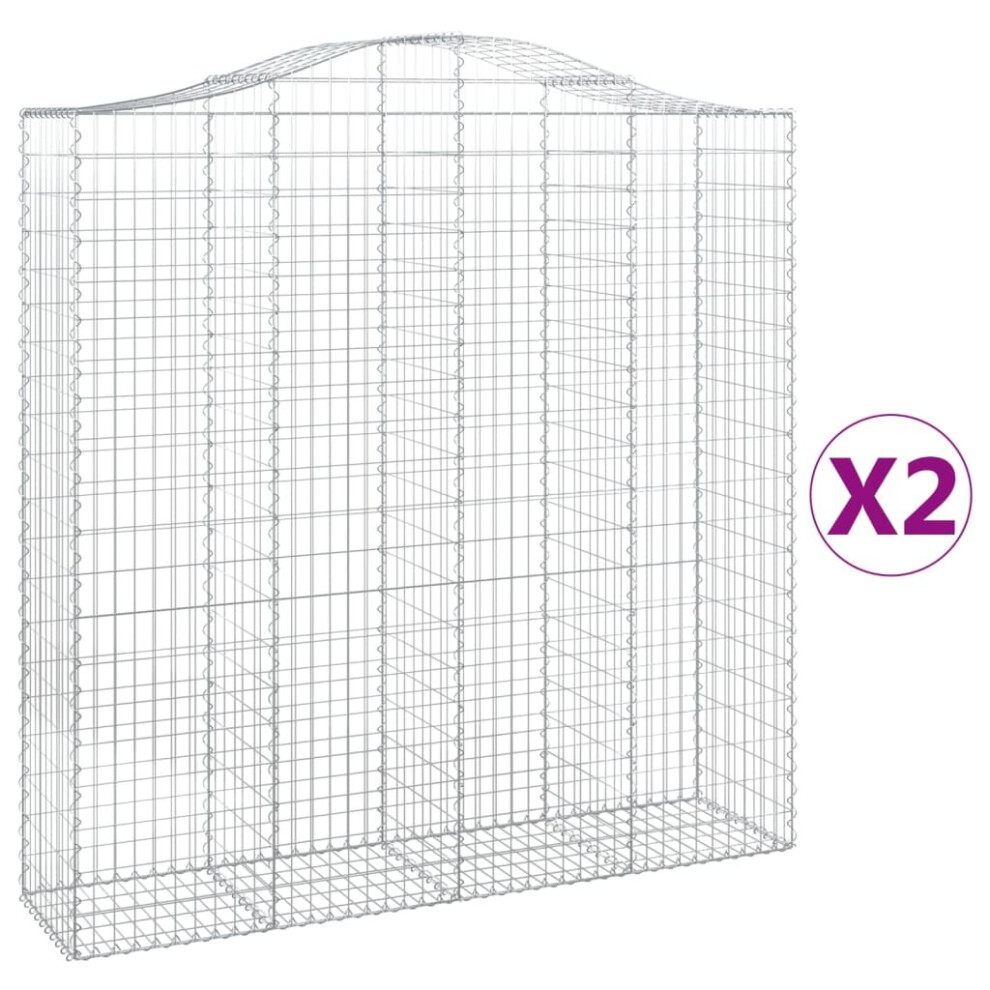 Vidaxl (200 X 50 X 200/220 Cm/ 2 Pcs) Arched Gabion Basket Stone Basket Gabion Retaining Wall Galvanised Iron