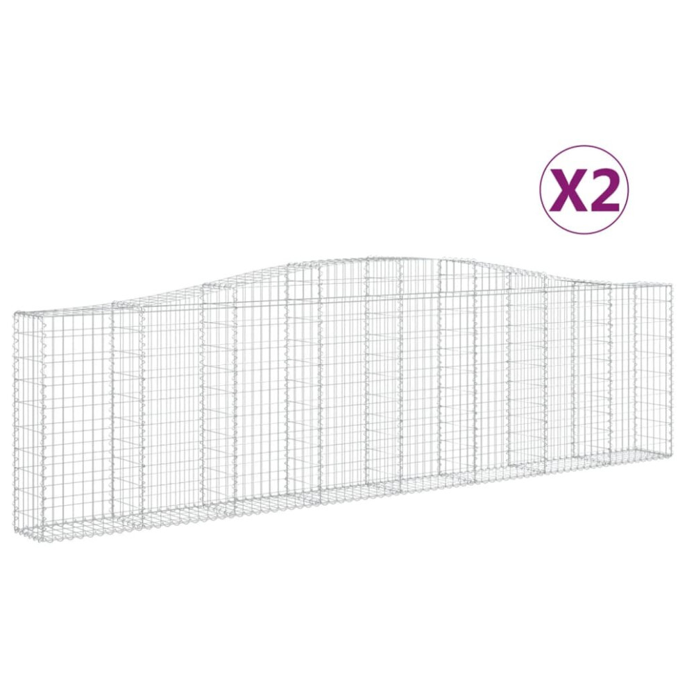 Vidaxl (400 X 30 X 100/120 Cm/ 2 Pcs) Arched Gabion Basket Stone Basket Gabion Retaining Wall Galvanised Iron