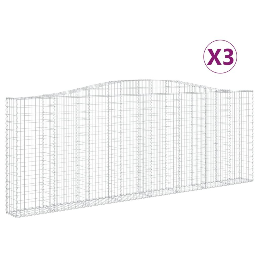 Vidaxl (400 X 30 X 140/160 Cm/ 3 Pcs) Arched Gabion Basket Stone Basket Gabion Retaining Wall Galvanised Iron