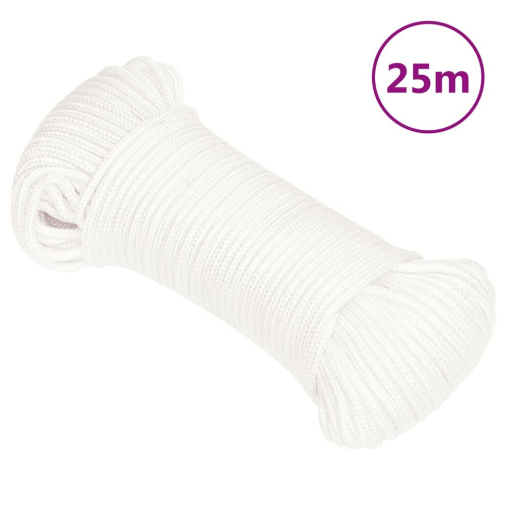 Vidaxl (White, 5 Mm/ 25 M) Marine Rope Dock Coil Boat Line Polypropylene Rope Multi Sizes Multi Colours