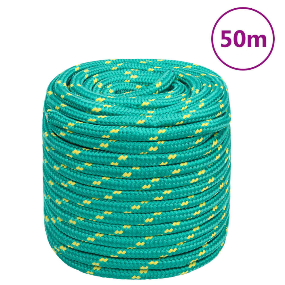 (Green, 16 Mm/ 50 M) Marine Rope Dock Coil Boat Line Polypropylene Rope Multi Sizes Multi Colours 8720287130116