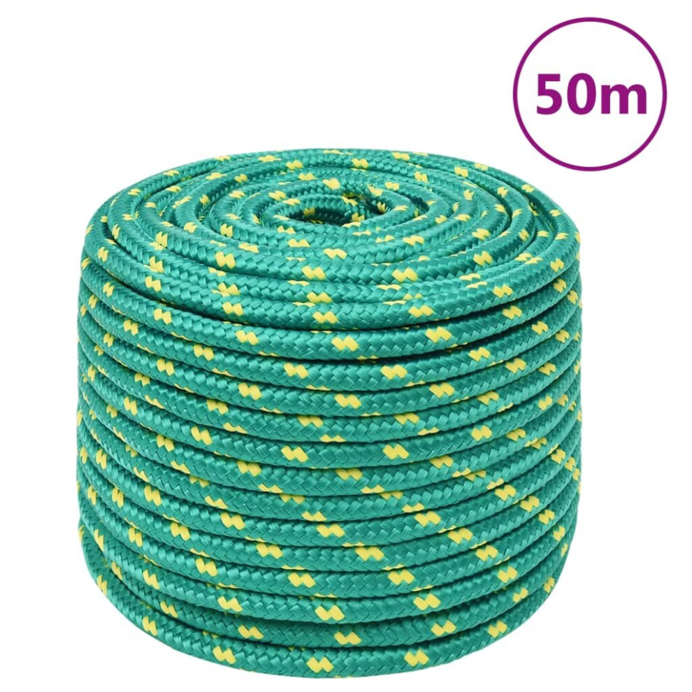 (Green, 14 Mm/ 50 M) Marine Rope Dock Coil Boat Line Polypropylene Rope Multi Sizes Multi Colours 8720287130079