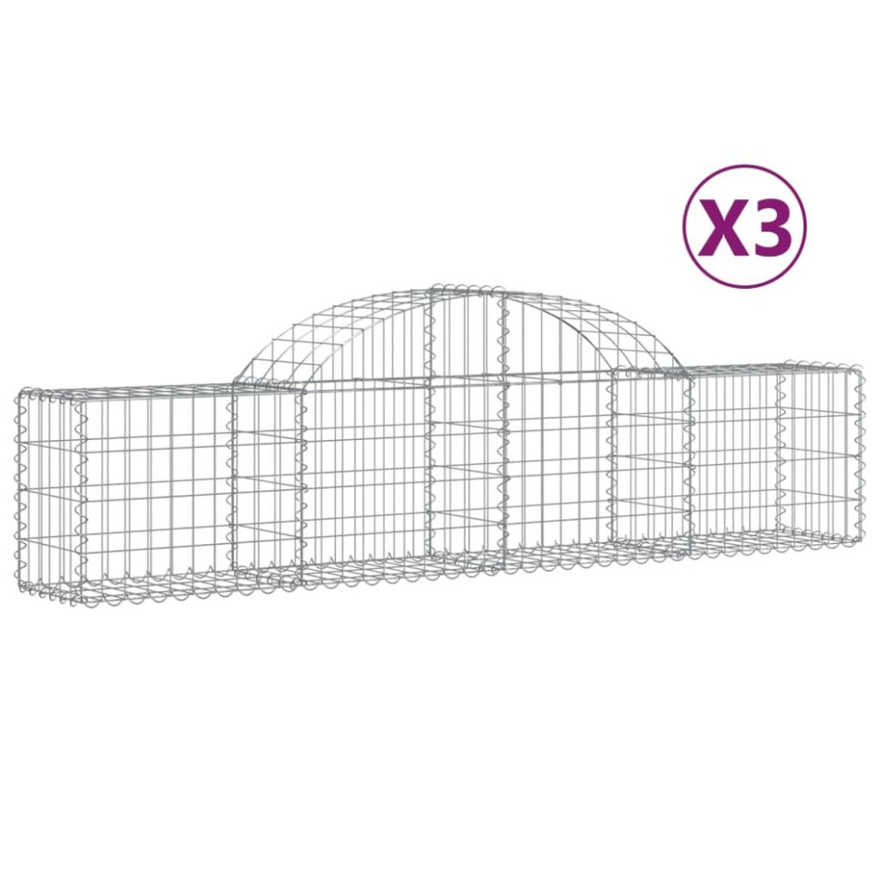 (200 x 30 x 40/60 cm/ 3 pcs) vidaXL Arched Gabion Basket Stone Basket Gabion Retaining Wall Galvanised Iron