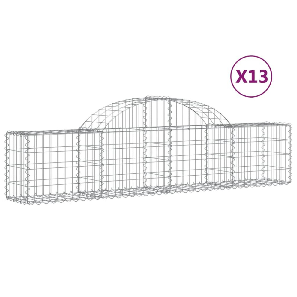 (200 x 30 x 40/60 cm/ 13 pcs) vidaXL Arched Gabion Basket Stone Basket Gabion Retaining Wall Galvanised Iron