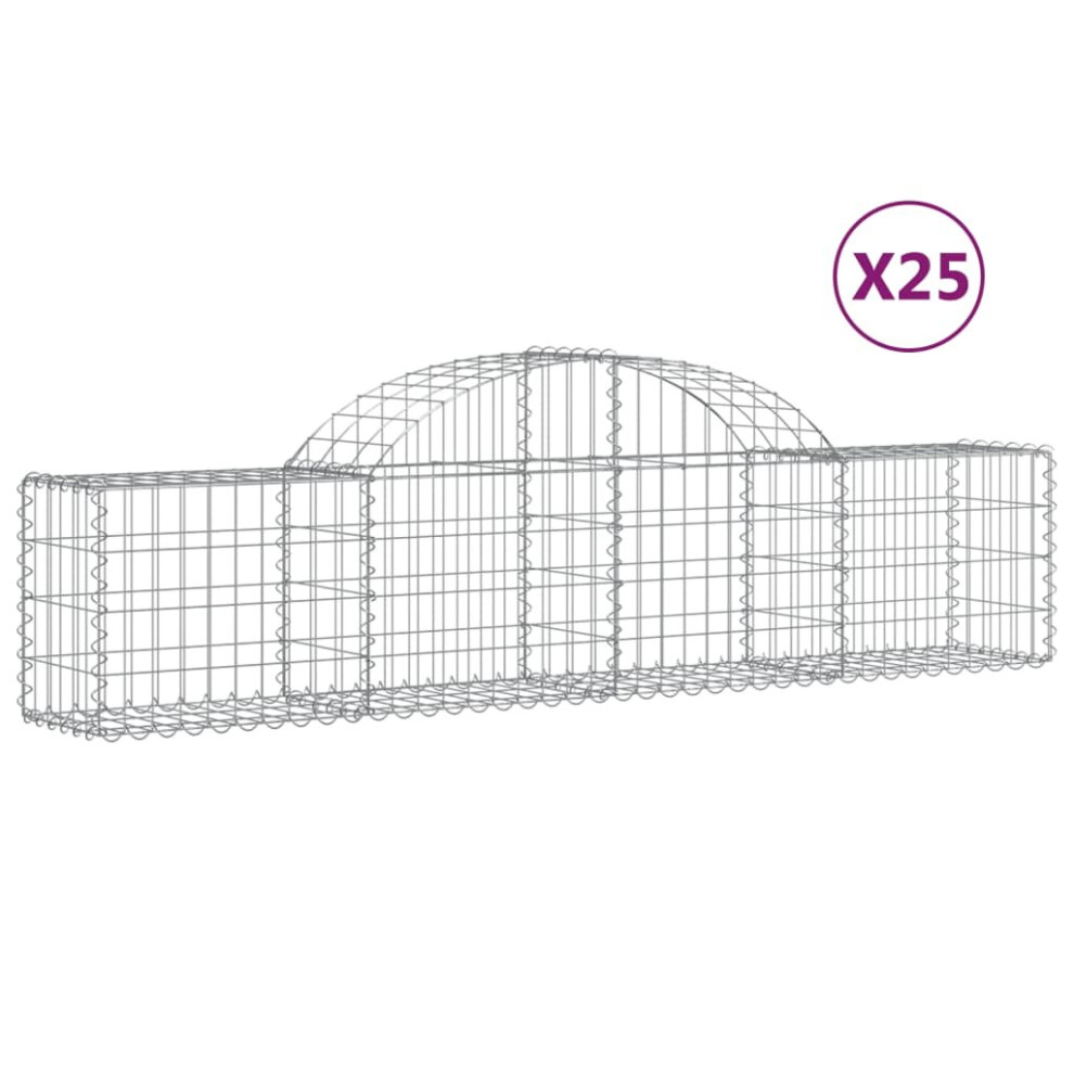 (200 x 30 x 40/60 cm/ 25 pcs) vidaXL Arched Gabion Basket Stone Basket Gabion Retaining Wall Galvanised Iron