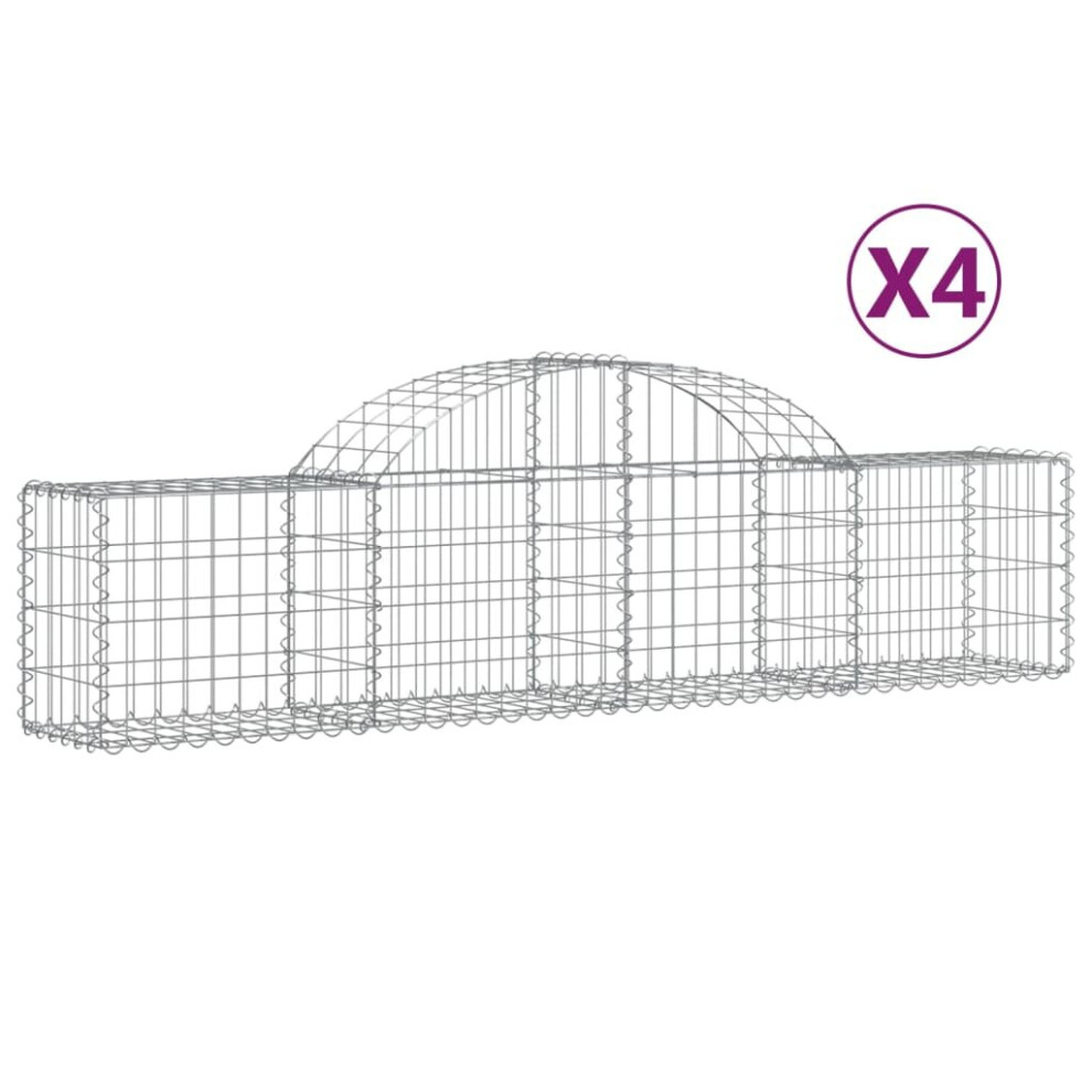 (200 x 30 x 40/60 cm/ 4 pcs) vidaXL Arched Gabion Basket Stone Basket Gabion Retaining Wall Galvanised Iron