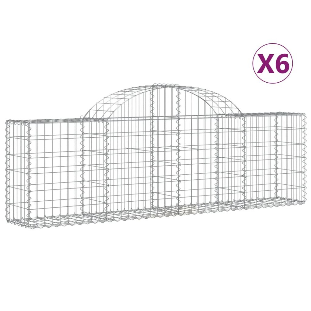 (200 x 30 x 60/80 cm/ 6 pcs) vidaXL Arched Gabion Basket Stone Basket Gabion Retaining Wall Galvanised Iron