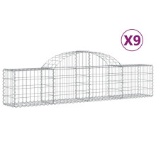(200 x 30 x 40/60 cm/ 9 pcs) vidaXL Arched Gabion Basket Stone Basket Gabion Retaining Wall Galvanised Iron
