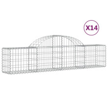 (200 x 30 x 40/60 cm/ 14 pcs) vidaXL Arched Gabion Basket Stone Basket Gabion Retaining Wall Galvanised Iron