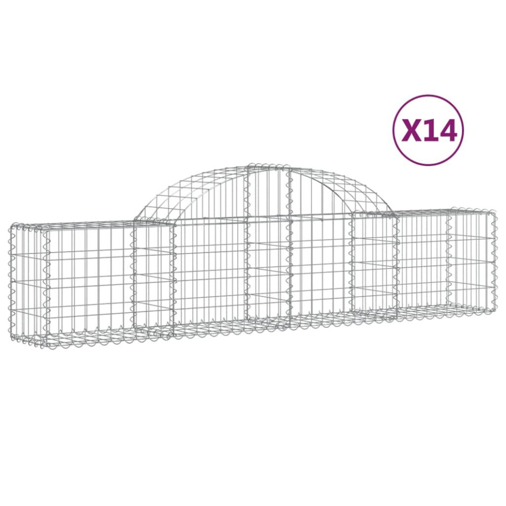 (200 x 30 x 40/60 cm/ 14 pcs) vidaXL Arched Gabion Basket Stone Basket Gabion Retaining Wall Galvanised Iron