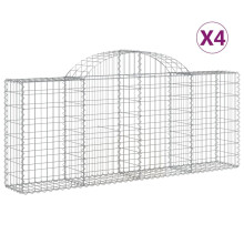 vidaXL Gabionen mit Hochbogen 4 Stk. 200x30x80/100 cm Verzinktes Eisen