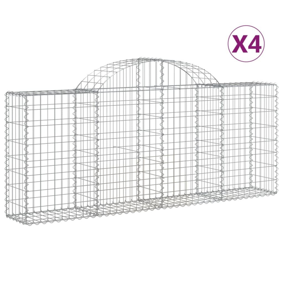 (200 x 30 x 80/100 cm/ 4 pcs) vidaXL Arched Gabion Basket Stone Basket Gabion Retaining Wall Galvanised Iron