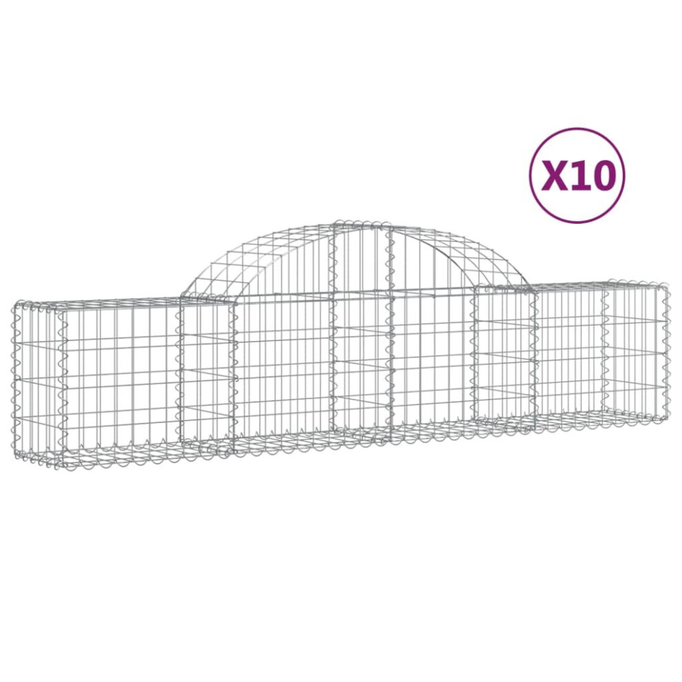 (200 x 30 x 40/60 cm/ 10 pcs) vidaXL Arched Gabion Basket Stone Basket Gabion Retaining Wall Galvanised Iron