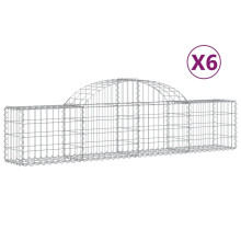 vidaXL Gabionen mit Hochbogen 6 Stk. 200x30x40/60 cm Verzinktes Eisen