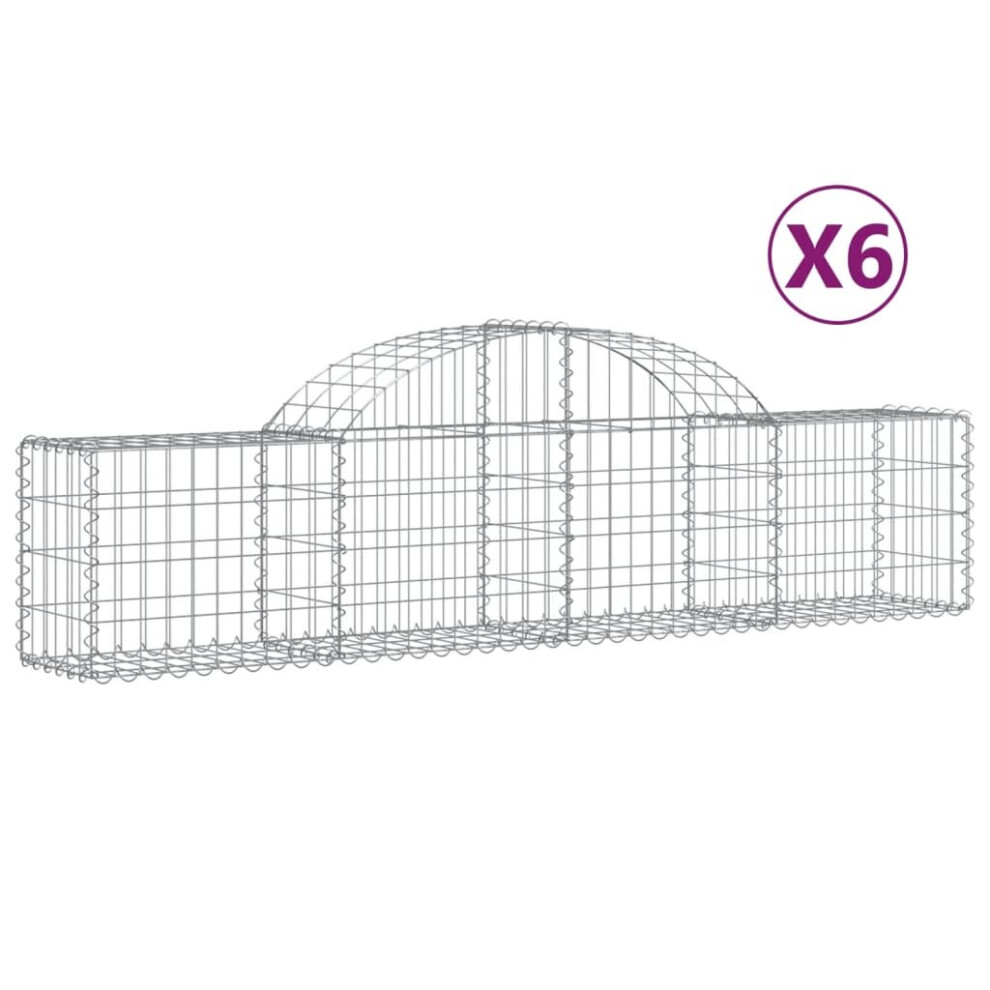 (200 x 30 x 40/60 cm/ 6 pcs) vidaXL Arched Gabion Basket Stone Basket Gabion Retaining Wall Galvanised Iron