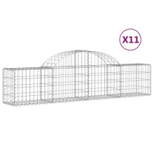 (200 x 30 x 40/60 cm/ 11 pcs) vidaXL Arched Gabion Basket Stone Basket Gabion Retaining Wall Galvanised Iron