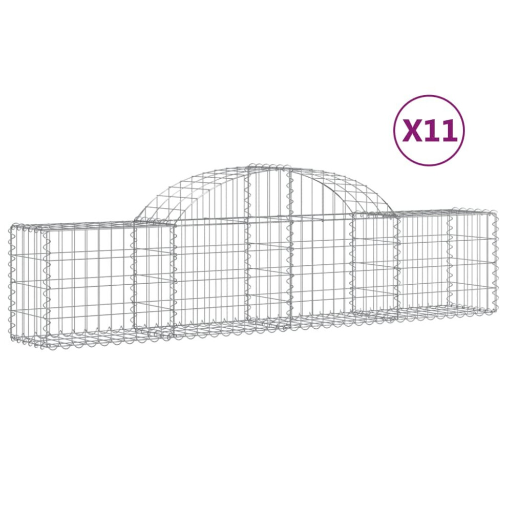 (200 x 30 x 40/60 cm/ 11 pcs) vidaXL Arched Gabion Basket Stone Basket Gabion Retaining Wall Galvanised Iron