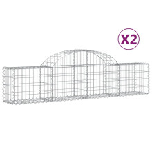(200 x 30 x 40/60 cm/ 2 pcs) vidaXL Arched Gabion Basket Stone Basket Gabion Retaining Wall Galvanised Iron