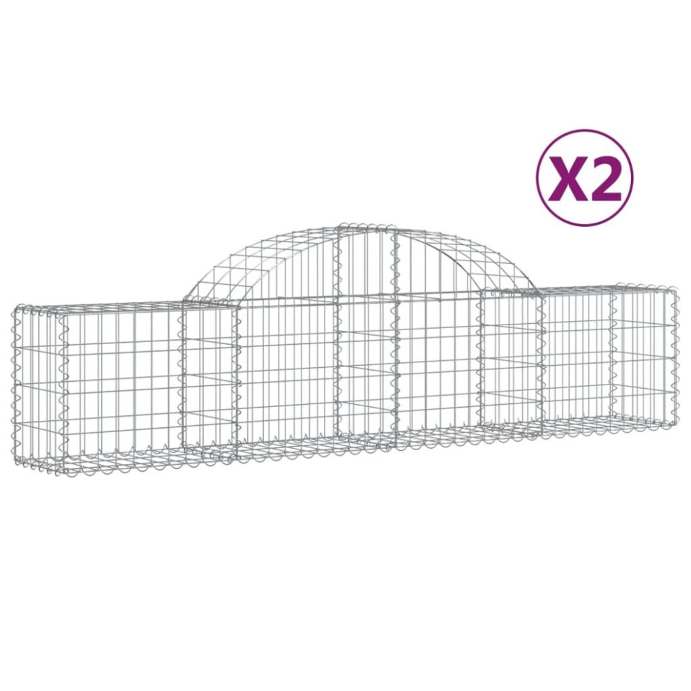 Vidaxl (200 X 30 X 40/60 Cm/ 2 Pcs) Arched Gabion Basket Stone Basket Gabion Retaining Wall Galvanised Iron